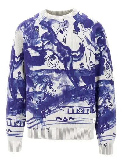 Butter Goods Davide Printed Knitted Sweater In Blue