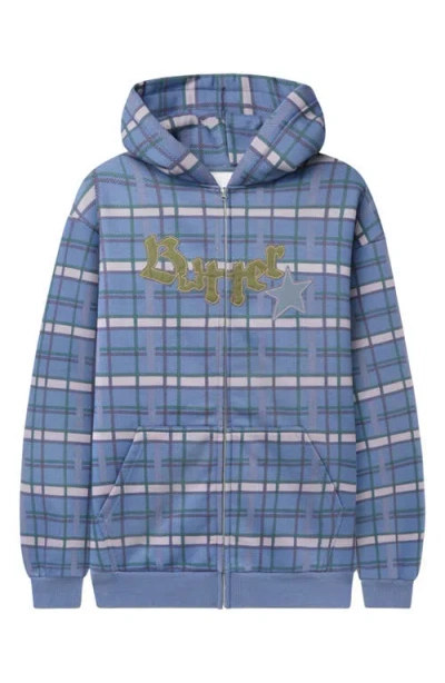 Butter Goods Edge Appliqué Logo Zip Hoodie In Plaid