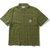 Butter Goods Equipment Check Short Sleeve Cotton & Linen Button-up Shirt In Green
