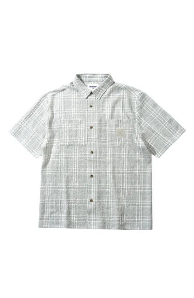 Butter Goods Equipment Plaid Seersucker Short Sleeve Button-up Shirt In Gray