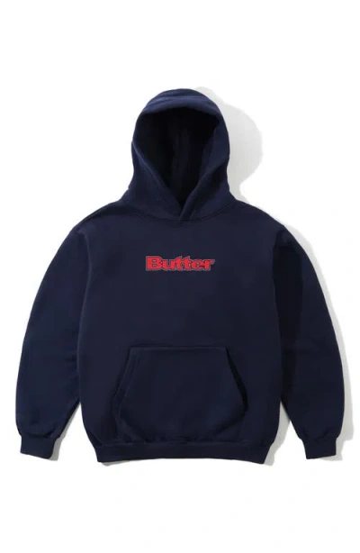 Butter Goods Outline Logo Graphic Hoodie In Blue