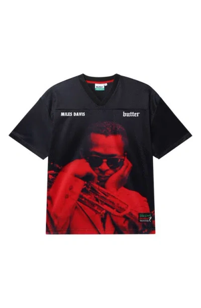 Butter Goods 'round About Midnight Graphic Mesh Jersey In Black