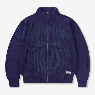 Butter Goods Shout Zip-thru Knit Jumper In Blue