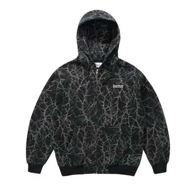 Pre-owned Butter Goods Thorn Camo Waffle Zip-thru Hood 'black' | Men's Size L