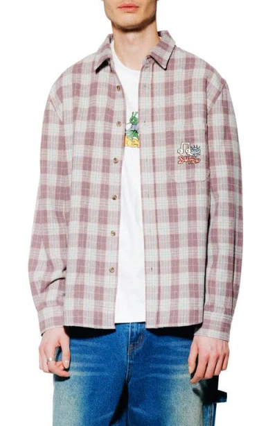 Butter Goods Turtle Plaid Flannel Button-up Shirt In Purple