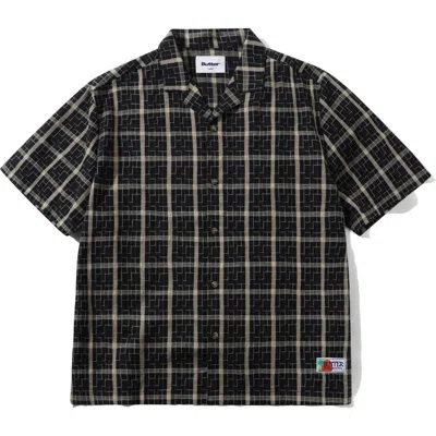 Butter Goods Vacation Grid Camp Shirt In Black