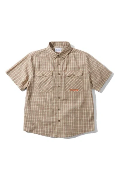 Butter Goods Witness Plaid Short Sleeve Button-down Shirt In Brown