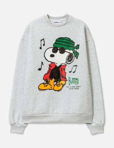 Butter Goods X Peanuts Music Crewneck In Gray