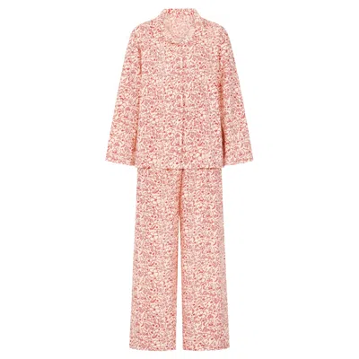 Butter Red / White Women's Long Pyjama Set - The Poppy In Red/white