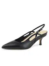 Butter Sadetta Pointed Toe Slingback In Black Leather In Black