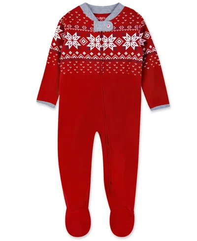 Butterblu Kids' Baby Boys' And Baby Girls' Festive Holiday Print Footed Sleep And Play In Red