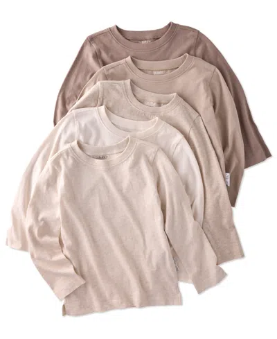 Butterblu Baby Boys' Or Baby Girls' Round Neck Long-sleeve T-shirts, 5-pack In Brown