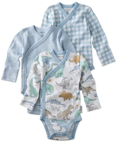 Butterblu Baby Boys' Or Baby Girls' Side Snap V-neck Bodysuit, 3-pack In Blue