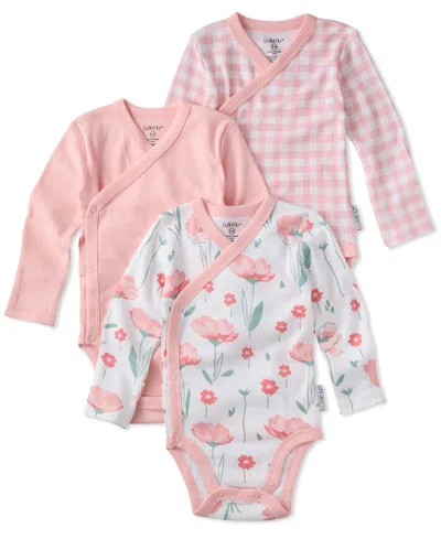 Butterblu Baby Boys' Or Baby Girls' Side Snap V-neck Bodysuit, 3-pack In Pink