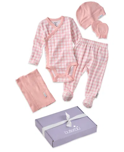 Butterblu Baby Boys' Or Baby Girls' Take Me Home Baby Layette Gift, 6-piece Set In Pink