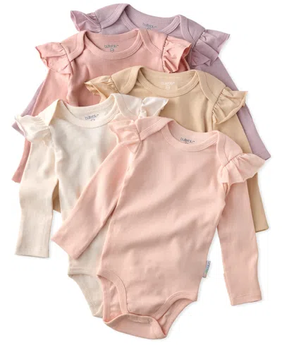 Butterblu Baby Girls' Ashley Ruffle Shoulder Long-sleeve Bodysuits 5-pack In Multi