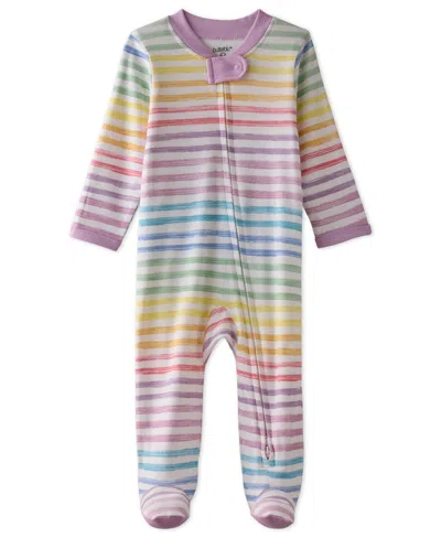 Butterblu Baby Girls Scout 2-way Zip Footed Sleep And Play Coveralls In Sunny Pink Rainbow