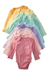 Butterblu Blake Assorted 5-pack Long Sleeve Organic Cotton Bodysuits In Multi