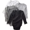 Butterblu Babies'  Blake Long Sleeve Organic Cotton Assorted 5-pack Bodysuits In Gray