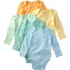 Butterblu Babies'  Blake Long Sleeve Organic Cotton Assorted 5-pack Bodysuits In Multi