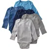 Butterblu Babies'  Blake Long Sleeve Organic Cotton Assorted 5-pack Bodysuits In Multi