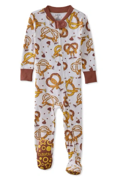Butterblu Babies'  Cruz One-piece Fitted Organic Cotton Footie Pajamas In Brown