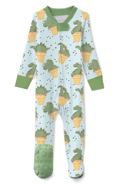 Butterblu Babies'  Cruz One-piece Fitted Organic Cotton Footie Pajamas In Green