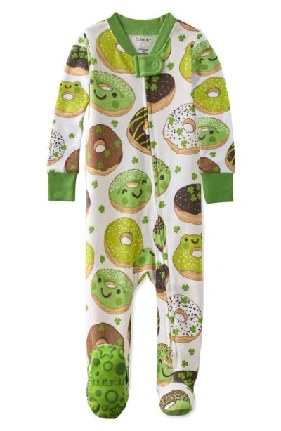 Butterblu Babies'  Cruz One-piece Fitted Organic Cotton Footie Pajamas In Green