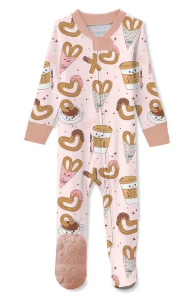 Butterblu Babies'  Cruz One-piece Fitted Organic Cotton Footie Pajamas In Pink