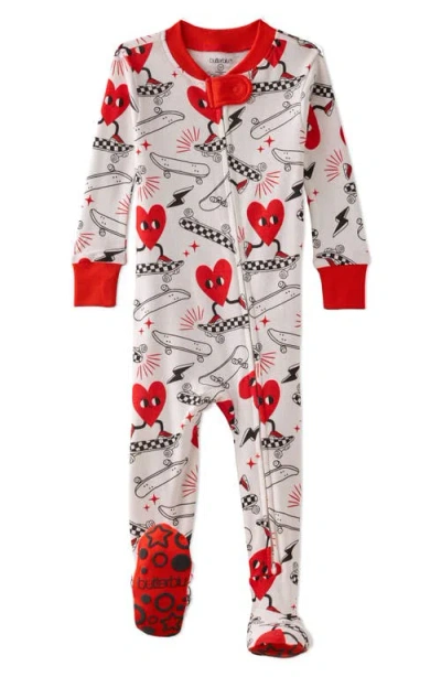 Butterblu Babies'  Cruz One-piece Fitted Organic Cotton Footie Pajamas In Red