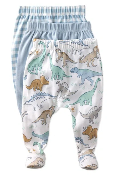 Butterblu Babies'  Fallon Footed Organic Cotton Assorted 3-pack Pants In Blue