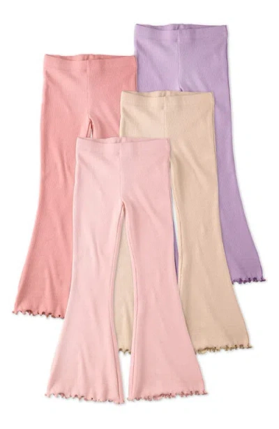 Butterblu Babies'  Fiorella Assorted 4-pack Stretch Organic Cotton Flare Leggings In Multi