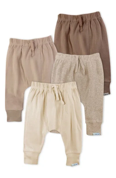 Butterblu Babies'  Jordan Assorted 4-pack Organic Cotton Joggers In Brown
