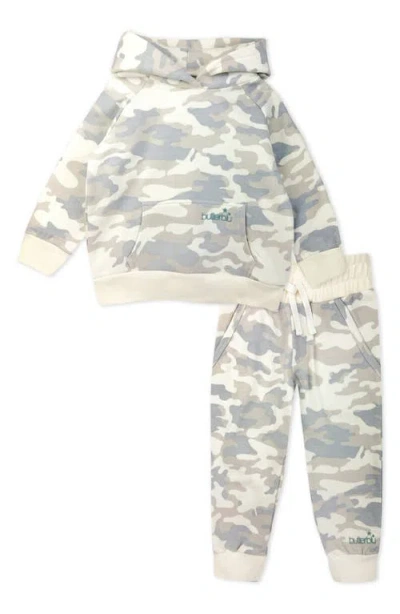 Butterblu Kids' Alex Camo Print Hoodie & Joggers Set In Gray
