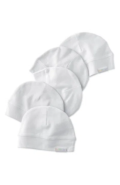 Butterblu Kids' Charlie 5-pack Organic Cotton Beanies In White