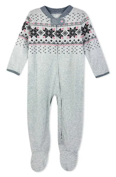 Butterblu Kids' Scout Stripe Cotton Footie In Gray