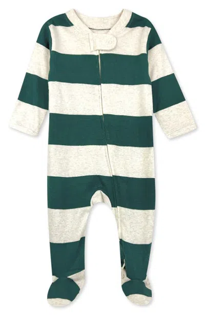 Butterblu Kids' Scout Stripe Cotton Footie In Green