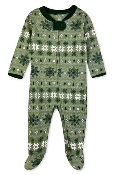 Butterblu Kids' Scout Stripe Cotton Footie In Green