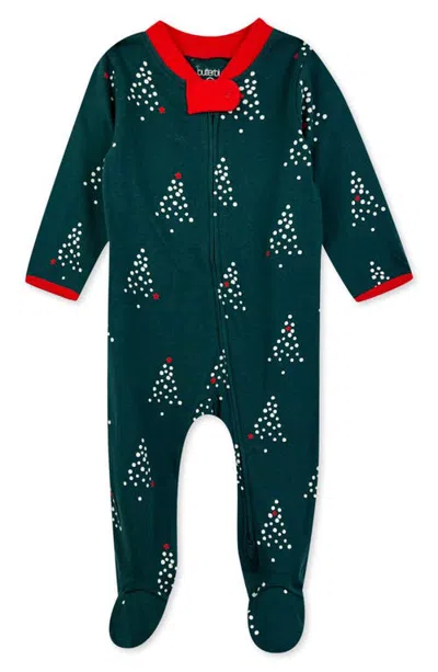 Butterblu Kids' Scout Stripe Cotton Footie In Green