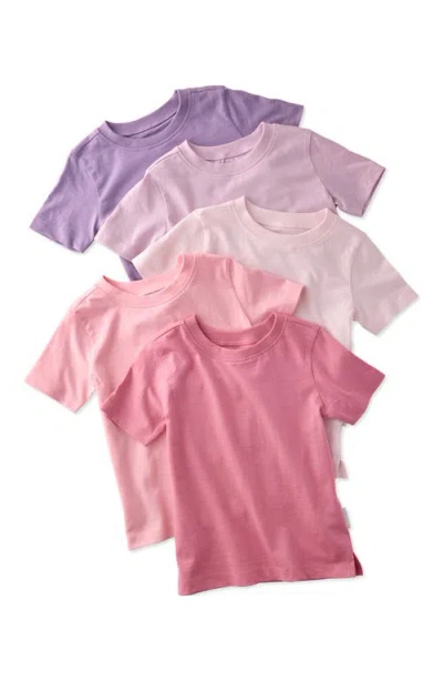 Butterblu Babies'  Kids' Taylor 5-pack Assorted Organic Cotton T-shirts In Pink