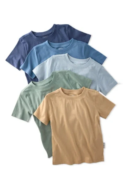 Butterblu Babies'  Kids' Taylor Short Sleeve Organic Cotton Assorted 5-pack T-shirts In Brown