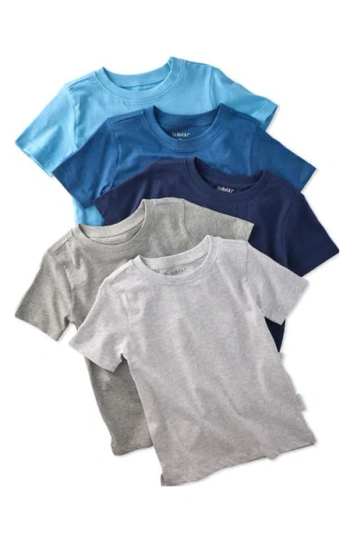 Butterblu Babies'  Kids' Taylor Short Sleeve Organic Cotton Assorted 5-pack T-shirts In Blue