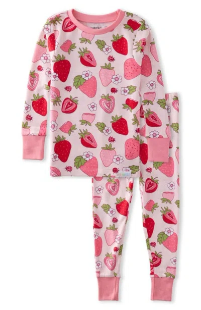 Butterblu Babies'  Kids' Zen Fitted Organic Cotton Two-piece Pajamas In Pink