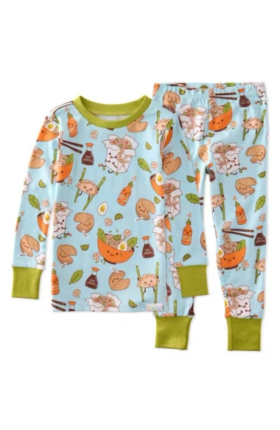 Butterblu Babies'  Kids' Zen Print Fitted Organic Cotton Two-piece Pajamas In Blue