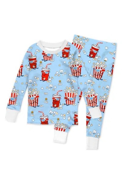 Butterblu Babies'  Kids' Zen Print Fitted Organic Cotton Two-piece Pajamas In Blue