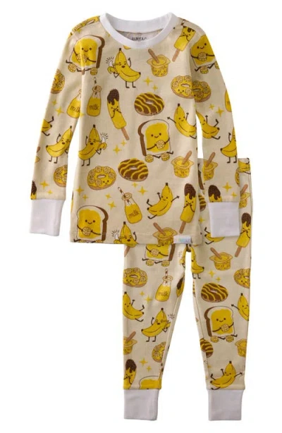 Butterblu Babies'  Kids' Zen Print Fitted Organic Cotton Two-piece Pajamas In Yellow
