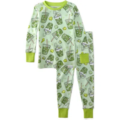 Butterblu Babies'  Kids' Zen Two-piece Organic Cotton Pajamas In Green