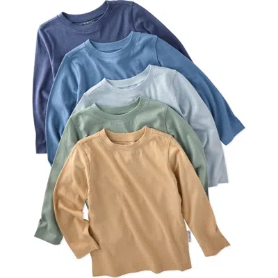 Butterblu Babies'  London 5-pack Assorted Organic Cotton T-shirts In Blue