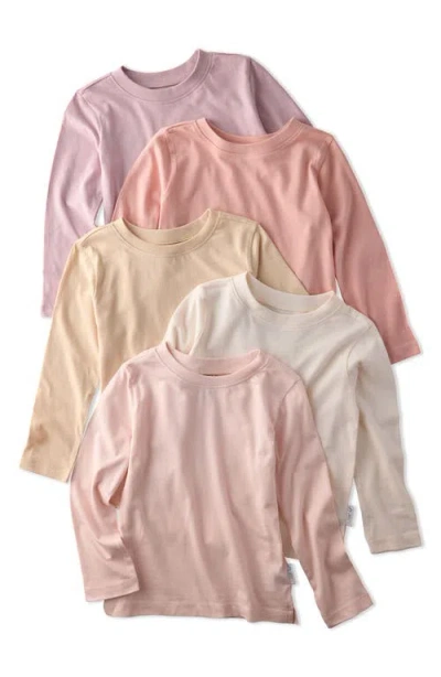 Butterblu Babies'  London 5-pack Assorted Organic Cotton T-shirts In Pink