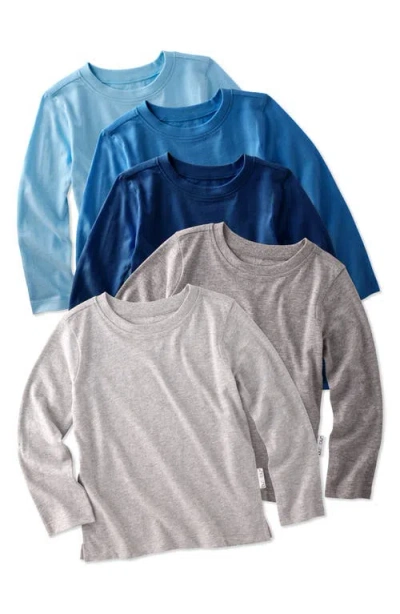 Butterblu Babies'  London 5-pack Assorted Organic Cotton T-shirts In Blue